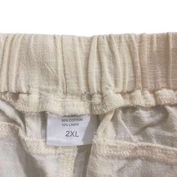 Women’s linen blend shorts size 2XL cream pockets - Picture 3 of 4